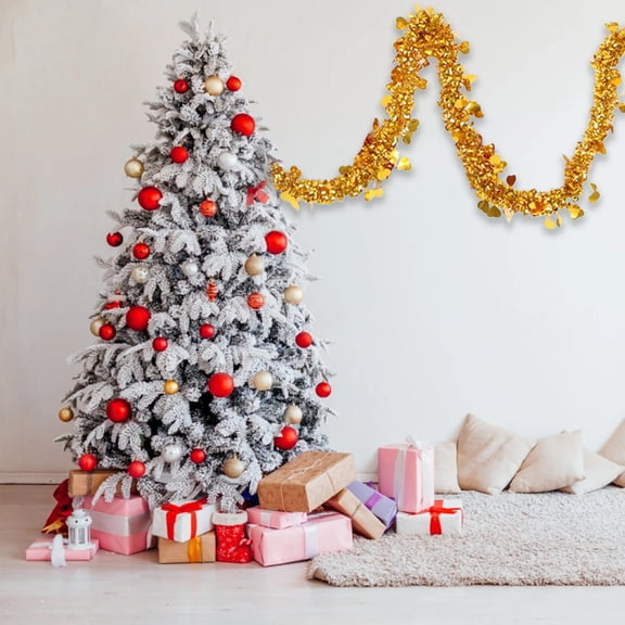 Wadada 6.5FT Christmas Tinsel Garland, Gold Shiny Metallic Foil Decorations for Parade Floats, Halloween, Christmas Tree, New Year Parties,Birthday Party,Indoor and Outdoor Disco Party Supplies (6Pcs)