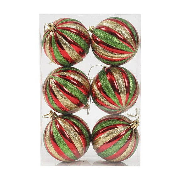 Wadada 6pcs Christmas Balls Ornament 2.3 Inch Polka Dot Hanging Xmas Balls for Tree Decoration Red Green and White Glittering Plastic Christmas Baubles for Home Indoor Holiday Party Decor