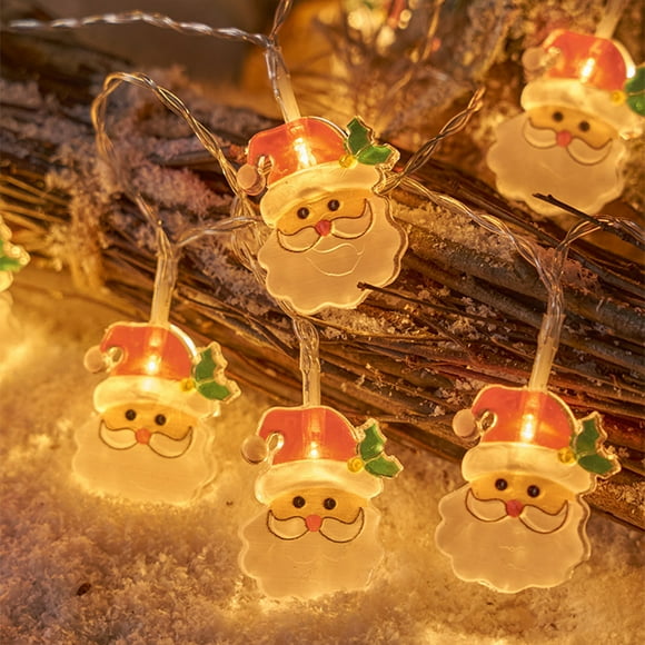 Wadada 9.8 FT Christmas LED String Light, 30 LED Battery Operated Christmas Garland with Santa Claus Pine Tree Fairy String Lights for Indoor Outdoor Xmas Fireplace Mantel Decorations (Santa)