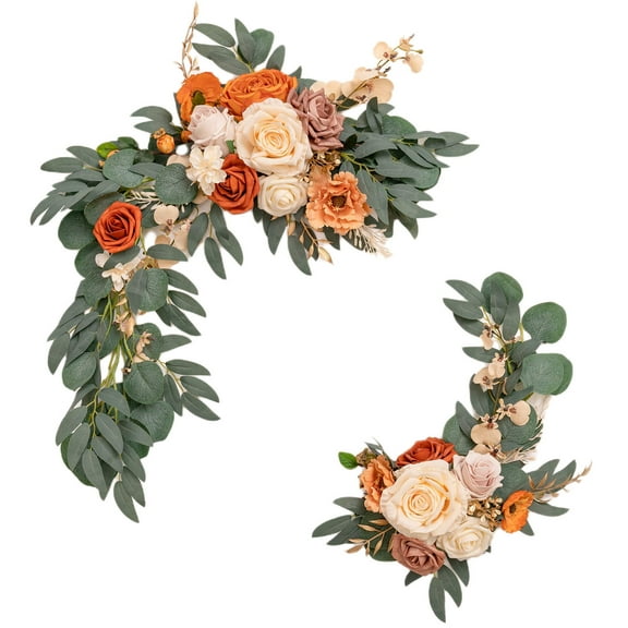 Wadada Artificial Flower Swag Wedding Arch Decor, Rose Wedding Arch Flowers, Rose Flower Swag Arrangements for Wedding Reception Backdrop Table Decorations Welcome Sign (2PCS)