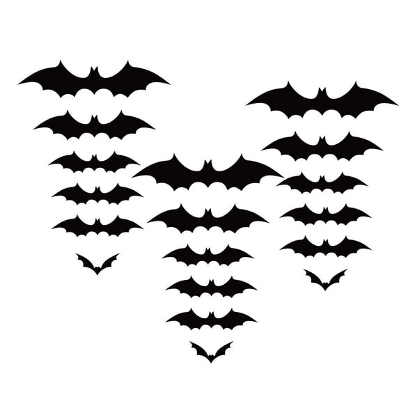Wadada Bats Halloween Decorations, 18 Pcs 3D Bats Wall Decor, 4 Sizes PVC Bat Stickers Halloween Party Supplies for DIY Home Window Wall Decals Indoor Room Bathroom Door Decor