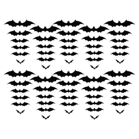 Wadada Bats Halloween Decorations, 60 Pcs 3D Bats Wall Decor, 4 Sizes PVC Bat Stickers Halloween Party Supplies for DIY Home Window Wall Decals Indoor Room Bathroom Door Decor