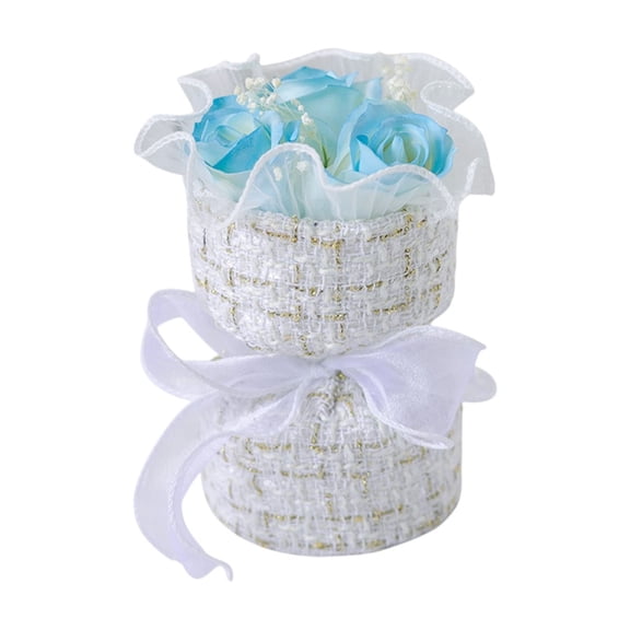 Wadada Blue 3 Heads Artificial Rose Bouquet Soap Flower Petals,Valentine Day Gifts for Women, Best Friend & Girlfriend,Birthday,Christmas Valentine's Day from Daughter Son Husband,Artificial Flowers