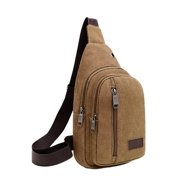 Wadada Canvas Sling Bag Backpack, Thickened Three Zipper Crossbody Shoulder Chest Pack for Men Women Travel Outdoor Business Cycling Hunting Hiking Camping Pack Pouch