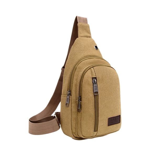 Wadada Canvas Sling Bag Backpack, Thickened Three Zipper Crossbody Shoulder Chest Pack for Men Women Travel Outdoor Business Cycling Hunting Hiking Camping Pack Pouch