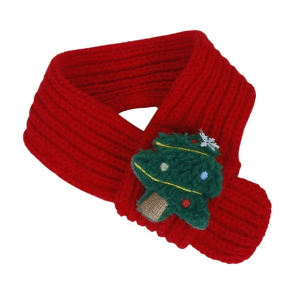 Wadada Cat Dog Christmas Scarf, Cat Winter Knitted Santa Scarf, Neck Warmer Costume for Cats Dogs, Pet Winter Outfit with Christmas Trees and Santa Claus Pattern Xmas Gift for Puppies Kitten (Red)