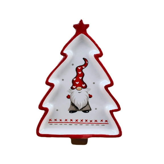 Wadada Ceramic Christmas Serving Platter Christmas tree Style Christmas Gnome Serving Platter for Serving Food, Christmas Serving Dish Dinner Plate for Party Entertaining Appetizer