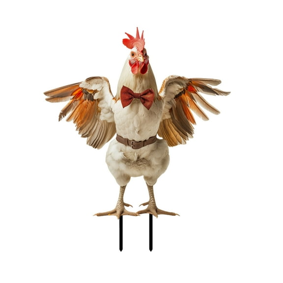 Wadada Chicken Skeleton Halloween, Rooster Flaps Wing Halloween Chicken Decor 2D Metal Yard Sign with Stakes Realistic Halloween Chicken Ornament Halloween Decorations for Outdoor Yard Lawn Garden