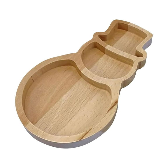 Wadada Christmas Bamboo Serving Platter 9.3 x 5.9 Inch Reusable Bamboo Plates Wooden Charcuterie Tray Funny Charcuterie Board Tree Serving Dish for Fruit Bread Cheese Xmas Gifts (Snowman)