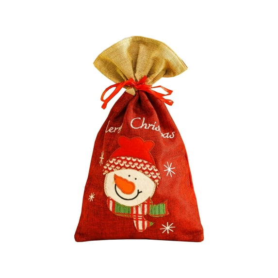 Wadada Christmas Burlap Bags, 16×10 Inch Drawstring Christmas Burlap Goody Gift Candy Bags with Double Jute Drawstrings Xmas Burlap Treat Bags for Candy Wrapper Xmas Party Favors (Red)