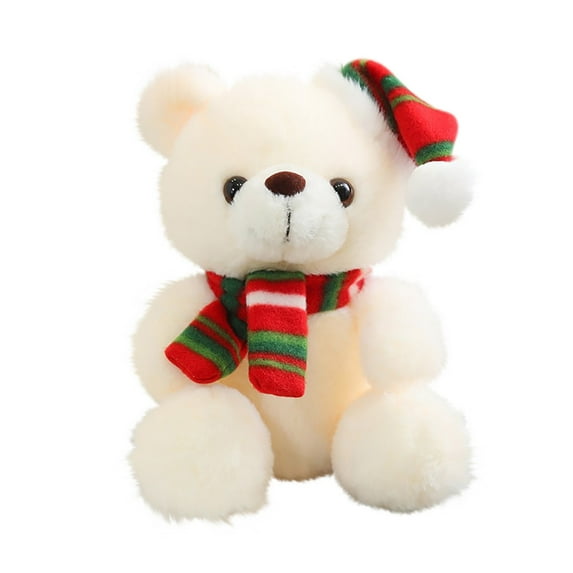 Wadada Christmas Cute Bear Stuffed Animal - Christmas Plush Gifts for Kids, 8" Soft Christmas Toy Party Holiday Bear with Santa Hat & Tree, Baby's First Christmas Bear Birthday Xmas Gifts Ideas
