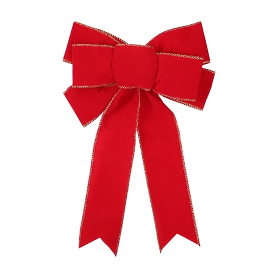 Wadada Christmas Decorations, 14 x 9 Inches Large Christmas Bows, Red Velvet PVC Indoor Outdoor Christmas Tree Bows Wreath Bow Party Supplies Xmas Ornaments for Door Fireplace Stairs Railing Porch