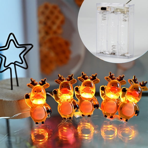 Wadada Christmas Decorations Reindeer String Lights 6.5ft 20LEDs USB Plug-in Battery Powered Orange Twinkle Fairy Lights Xmas Tree Garland Ornaments Home Party Wedding Decor