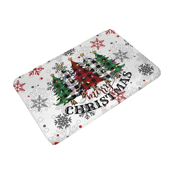 Wadada Christmas Doormat Holiday Door Mat Winter Christmas Tree Snowflake Indoor/Outdoor Welcome Mat Floor Doormat for Home Decoration Christmas Rug Entryway Front Porch Decor, White, 15x23 Inch