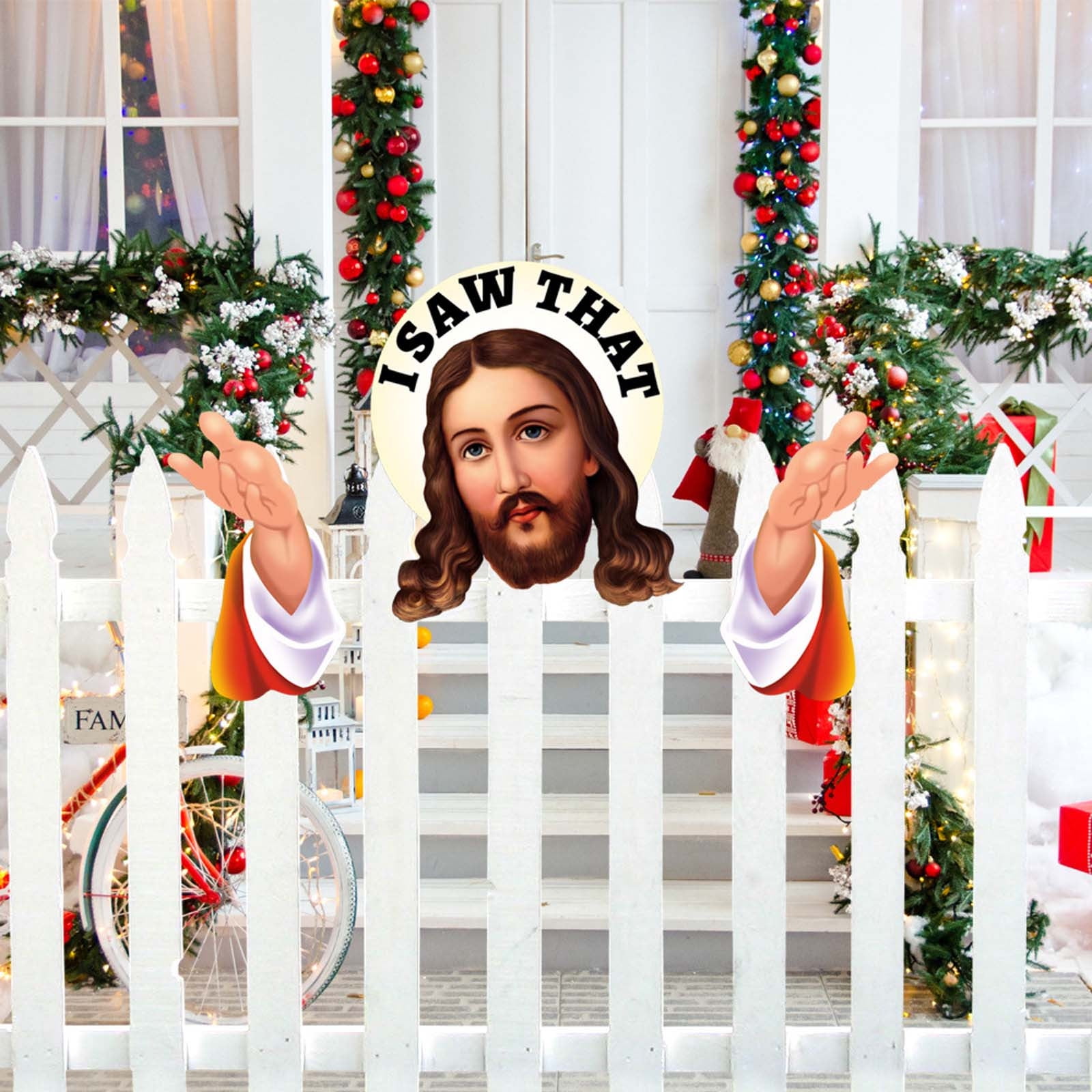 Wadada Christmas Fence Peeker Decoration Peeking Garden Yard Decorations Fence Decorations Xmas Outdoor Garden Fence Sign Ornament Christmas Fence Peeker Art for Holiday Patio Home Decor(Novel Style)