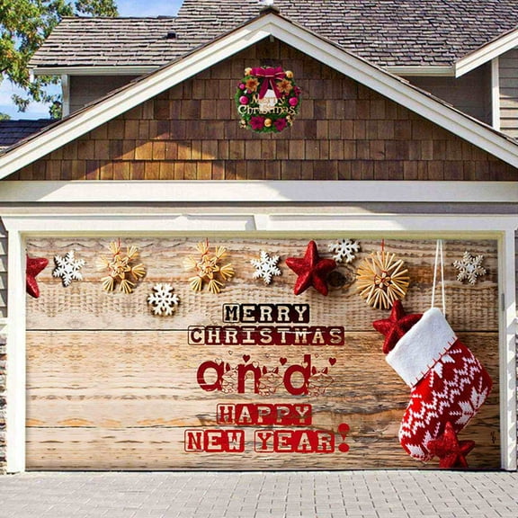 Wadada Christmas Holiday Garage Door Banner Snowflake Christmas Backdrop Decoration Door Cover Decor Merry Christmas Banner Photography Backdrop Photo Props for Winter New Year Xmas Party (7 x 8ft)