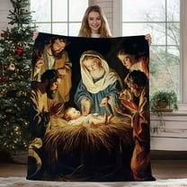 Wadada Christmas Jesus Throw Blanket Christian Gifts for Women 39 x 27 Christmas Flannel Blanket Religious Warm Throw Blanket Printed Cozy Throws for Winter Bedding Couch Gifts for Women (Jesus)