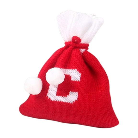 Wadada Christmas Monogram Bag for Gifts Drawstring Small Christmas Knitted Gift Bag Christmas Candy Bag for Christmas Party Home Holiday Favor Supplies Letter A