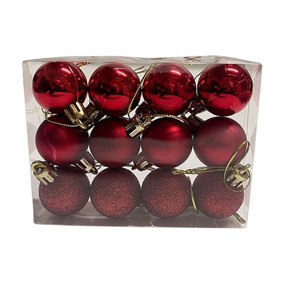 Wadada Christmas Ornaments,12pcs 1.2" Mini Red Christmas Tree Ornaments Decorations, Shatterproof Small Hanging Ball Ornaments for Christmas Tree for All Seasons,Wedding Party Home Decor