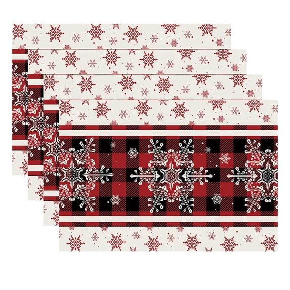 Wadada Christmas Placemats Table Placemats Set of 4 Plastic Seasonal Table Mats Decoration Washable Winter Xmas Holiday Placemats Decoration for Kids Home Kitchen Dining Room Housewarming Gifts