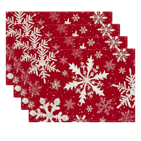 Wadada Christmas Placemats Table Placemats Set of 4 Plastic Seasonal Table Mats Decoration Washable Winter Xmas Holiday Placemats Decoration for Kids Home Kitchen Dining Room Housewarming Gifts