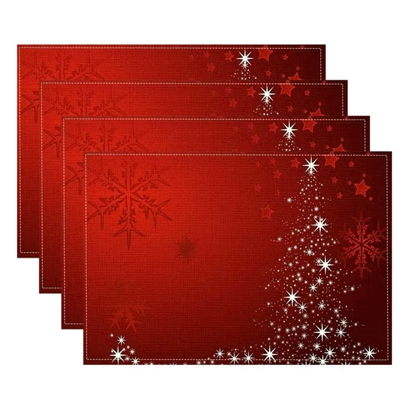 Wadada Christmas Placemats Table Placemats Set of 4 Plastic Seasonal Table Mats Decoration Washable Winter Xmas Holiday Placemats Decoration for Kids Home Kitchen Dining Room Housewarming Gifts