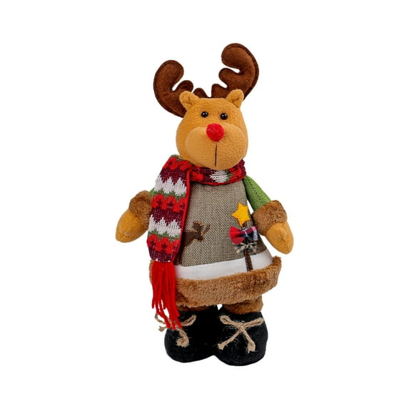 Wadada Christmas Shelf Sitters Plush Santa Snowman Decorations Reindeer Christmas Table Fireplace Decorations Xmas Sitting Figurines Ornament for Indoor Home Decor (Elk)