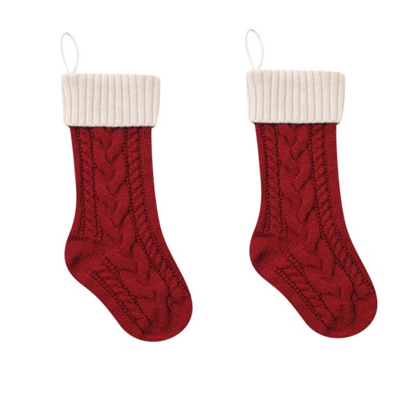 Wadada Christmas Stockings Cable Knit, 2 Pack 18 inches Large Size Knitted Stockings, Rustic Christmas Ornaments Farmhouse Boho Style Stocking Decorations for Family Holiday Season Decor