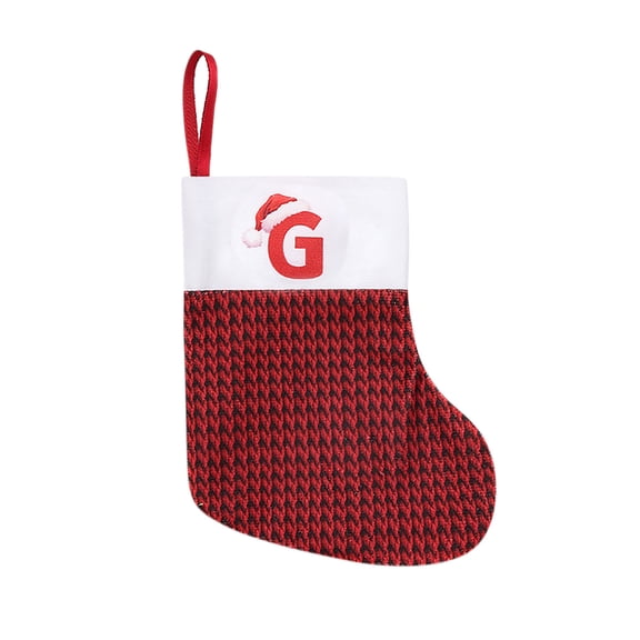 Wadada Christmas Stockings with Initial, Small Embroidered Letter Knit Red White Christmas Stocking Letter Monogram Hanging Xmas Stockings for Family Christmas Tree Fireplace Decor (4", Letter G)