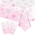 thumbnail image 1 of Wadada Christmas Tablecloth, Pink and White Christmas Snowflake Tablecloth 54 x 108 inch Disposable Plastic Rectangular Table Cover Winter Theme Waterproof Tablecloth for Christmas Birthday Party, 1 of 2