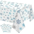 thumbnail image 1 of Wadada Christmas Tablecloth, White Christmas Snowflake Tablecloth 54 x 108 inch Disposable Plastic Rectangular Table Cover Winter Theme Waterproof Tablecloth for Christmas Birthday Party, 1 of 2