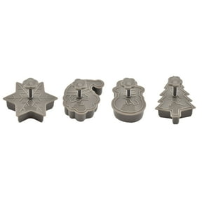 Wadada Christmas Themed MINI Cookie Cutter Embossing Mold Fondant Stamper Set - 4 Pcs Plastic spring die Biscuits Pastry Cutter Set 3D Cookie Cake Plunger Cutter Baking Mould