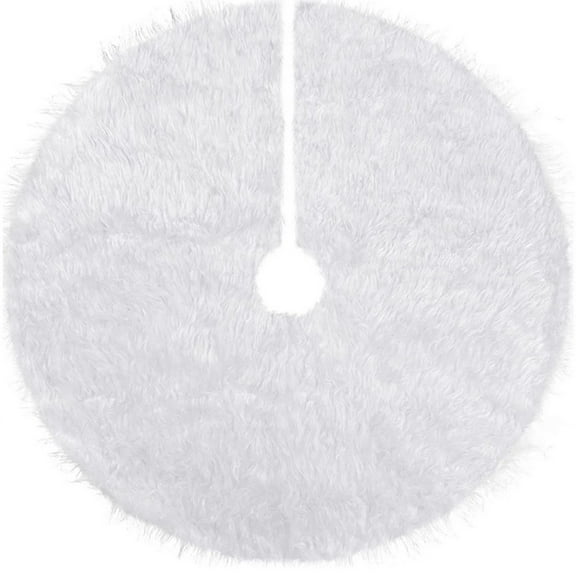 Wadada Christmas Tree Skirt, 25 Inch White Soft Faux Fur Tree Skirts Plush Christmas Decorations, White Ornaments Christmas Tree Skirts Xmas Decorations Indoor Holiday Party Decor