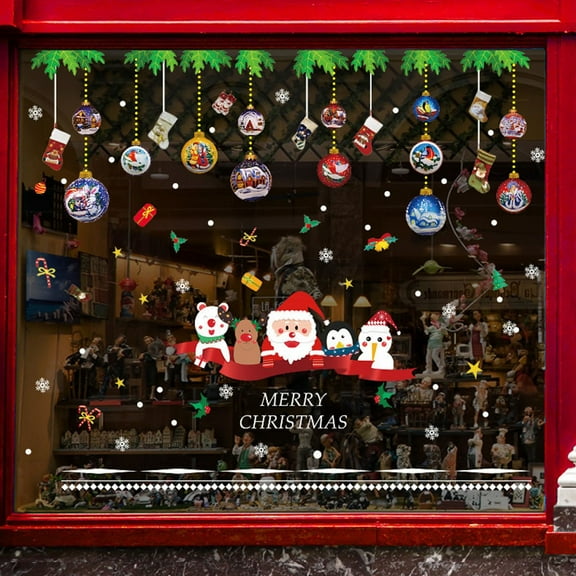 Wadada Christmas Window Clings Decorations 1 Sheets Large Merry Christmas Snowflake Window Stickers Decals for Glass Window Double Sided Christmas Decorations for Home Office School Classroom