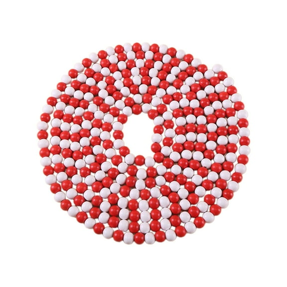 Wadada Christmas Wooden Bead Garland Christmas Wood Bead Garland Fall Candy Cane Decoration Farmhouse Bead Decoration for Holiday Party Decoration, 4.7 Feet(Mixed Red, White)