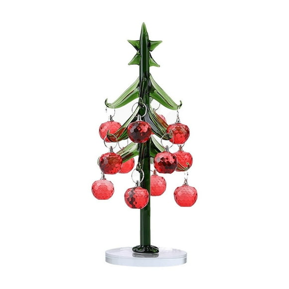 Wadada Crystal Christmas Tree Figurine Mini Handmade Glass Tree for Holiday Decor, Miniature Green Trees as Tabletop Decor Centerpieces, Festival Gifts for Christmas Home Decor Craft Party