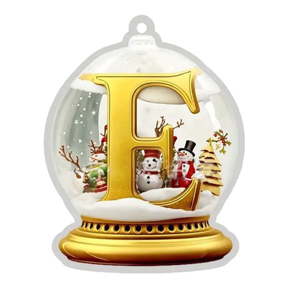Wadada Customize Christmas Ornament 2024 Letters E Acrylic Christmas Tree Ornaments 2.9" Glod Initial in Snow Globe Family Name Monogram Holiday Decoration Funny Gifts for Women/Men