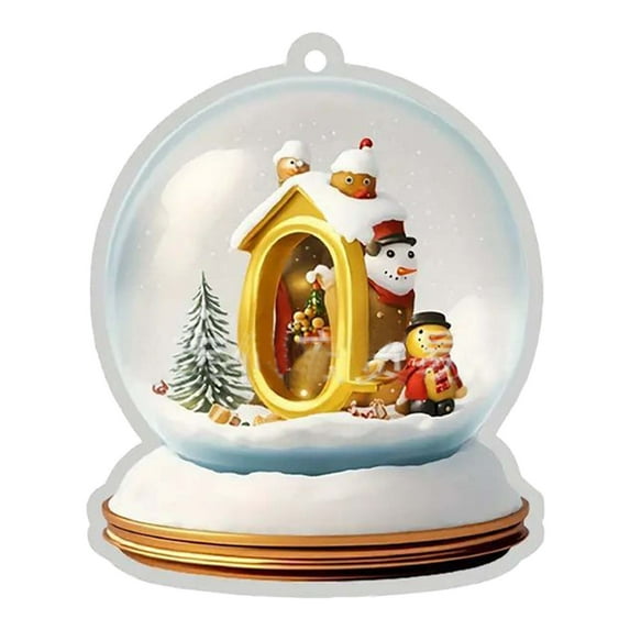 Wadada Customize Christmas Ornament 2024 Letters Q Acrylic Christmas Tree Ornaments 2.9" Glod Initial in Snow Globe Family Name Monogram Holiday Decoration Funny Gifts for Women/Men