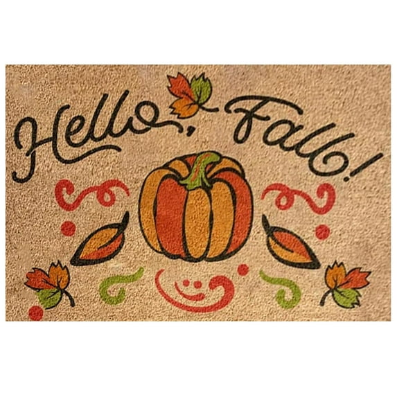 Wadada Fall Decorative Doormat,Autumn Welcome Doormat Outdoor Entrance,Fall Pumpkin Maple Leaves Truck Leaves Front Door Welcome Mat,Non Slip Door Mat for Thanksgiving Home Decor,15 x 23 Inch