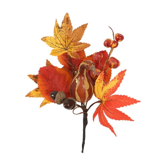 Wadada Fall Floral Picks, Faux Autumn Pine Cones Branches with Pumpkins Artificial Maple Leaves Branches, 9.6 inch Fall Harvest Stems Sunflower Picks Craft for Thanksgiving Halloween Decor