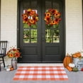 thumbnail image 1 of Wadada Fall Outdoor Rug,Orange Buffalo Plaid Outdoor Rug,Cotton Hand-Woven Buffalo Check Rug,Layered Doormats for Front Door/Front Porch/Farmhouse/Entryway/Patio(Orange and White Plaid,23'' x 16''), 1 of 7