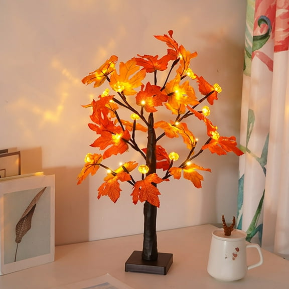 Wadada Fall Tree Lighted Maple Tree, Thanksgiving Decoration Maple Leaf Table Tree, LED Battery Operate Fall Decor Lights for Indoor Outdoor Holiday Autumn Harvest Xmas Party Home Decor