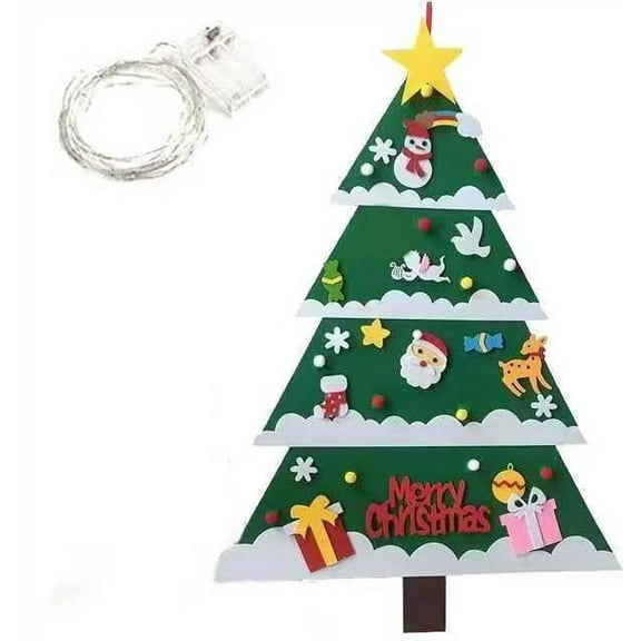 Wadada Felt Christmas Tree for Toddlers Kids, 3.2FT DIY Wall Christmas Felt Tree with 31 Pcs Detachable Ornaments Wall Decor with Hanging Rope for Boys Girls Xmas Gifts Home Door Decoration