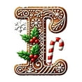 thumbnail image 1 of Wadada Gingerbread Alphabet Ornaments for Christmas Tree 26 Initial Candy Cane Letter I Pendant with Berries Pattern Mini Monogram Hanging Decorations for Party Gifts DIY Decor, 1 of 5