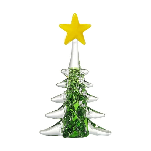 Wadada Glass Christmas Tree Figurine Ornament Small Hand Blown Glass Tree Miniature Decoration 2.3in Mini Christmas Tree Decoration Craft for Xmas Tabletop Centerpiece Creative Present