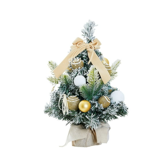 Wadada Gold Mini Christmas Tree, 17.7 Inch/1.4 FT Lighted Tabletop Artificial Xmas Pine Tree, Small Spruce Tree Light Up Battery Operated with LED Lights, for Holiday Winter Home Party Decor