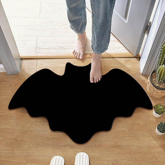 Wadada Halloween Bat Bath Mat Gothic Home Decor Black Bats Bathroom Decor Rugs Non Slip, Spooky Goth Gift Cute Shower Rug for Bathroom, Bedroom, Living Home Decoration