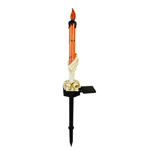 Wadada Halloween Candle Light Stakes, 1 Pack Skeleton Hands Hold Lighted Candle Pathway Makers, Waterproof Battery Operated, Light Up Figurine for Indoor Outdoor Holiday Party