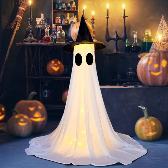 Wadada Halloween Decorations Outdoor, Light Up Ghost Decorations Indoor with Remote Control LED String Lights,Halloween Decor Ghost Outside Decor for Yards Porches Gardens Lawn Party