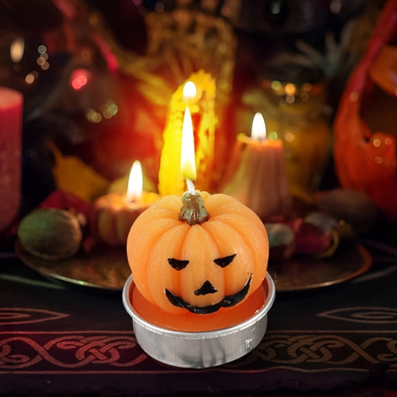 Wadada Halloween Ghost Candles Pumpkin Burning Candles, Cute Halloween Decorations Soy Wax Spooky Candle Decorative Candles for Halloween Party Bedroom Table Decorations(Pumpkin Style, 6PCS)